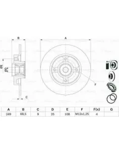 Disco de freno 0 986 479 E77 Bosch 0986479E77 para Renault