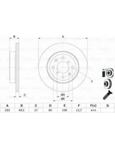 Disco de freno 0 986 479 E80 Bosch 0986479E80 | Recambios Colmenar
