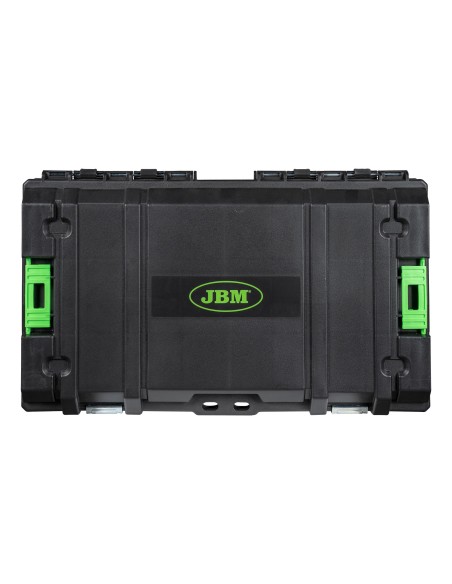 CAJA PARA HERRAMIENTAS APILABLE CON 2 ORGANIZADORES LATERALES DE PIEZAS (11 COMPARTIMENTOS)