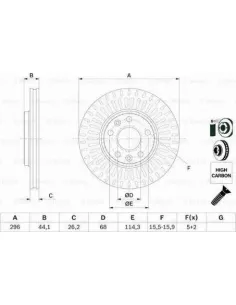 Disco de freno 0 986 479 E82 Bosch 0986479E82 | Recambios Colmenar