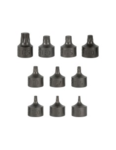 JUEGO DE 10 PUNTAS CORTAS TORX CON VASO DE 3/8"