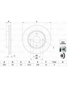 Disco de freno 0 986 479 E85 Bosch 0986479E85 para Volvo