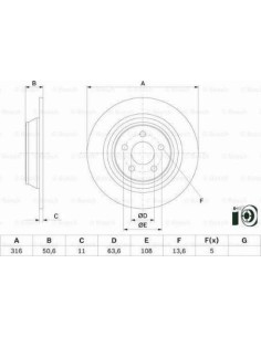 Disco de freno 0 986 479 E87 Bosch 0986479E87 para Volvo