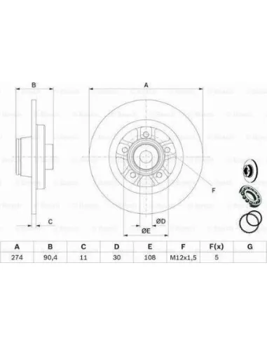 Disco de freno Bosch 0986479F30