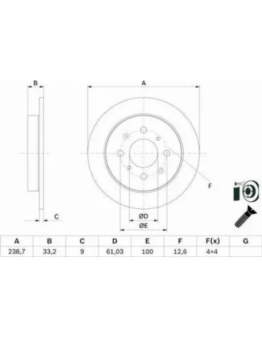 Disco de freno Bosch 0986479F34