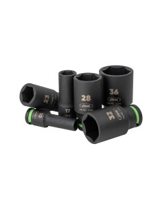 SET DE 29 VASOS DE IMPACTO LARGOS HEXAGONALES 1/2"