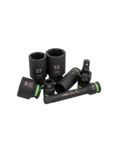 SET DE 34 PIEZAS DE IMPACTO CON 16 VASOS LARGOS DE 1/2" HEXAGONALES + ADAPTADORES