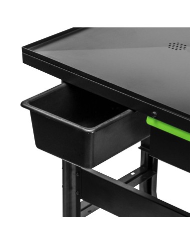 MESA DE TRABAJO MÓVIL CON SISTEMA DE DRENAJE, DEPÓSITO Y CAJÓN PORTAHERRAMIENTAS
