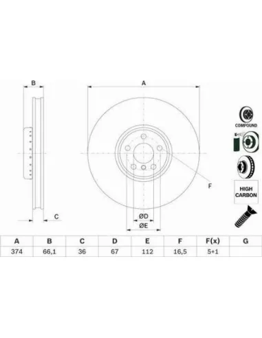 Disco de freno Bosch 0986479F54