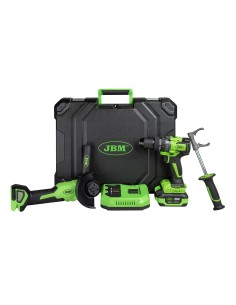 KIT DE AMOLADORA ÁNGULAR Y TALADRO PERCUTOR A BATERÍA CON MALETÍN