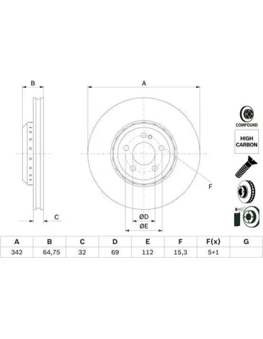 Disco de freno Bosch 0986479G35