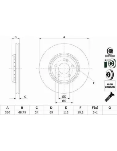 Disco de freno Bosch 0986479G39