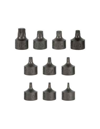 JUEGO DE 10 PUNTAS CORTAS TORX CON VASO DE 3/8"