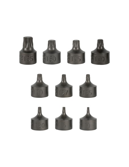 JUEGO DE 10 PUNTAS CORTAS TORX CON VASO DE 3/8"
