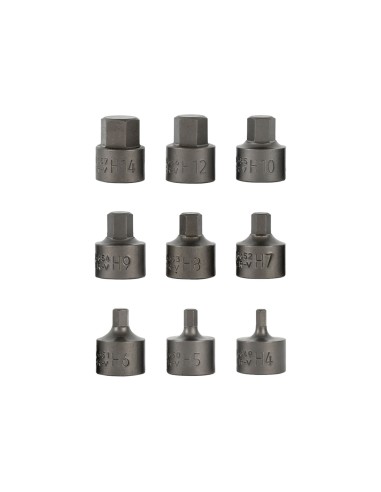 JUEGO DE 9 PUNTAS CORTAS ALLEN CON VASO DE 3/8"