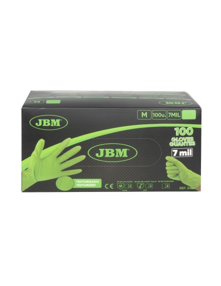 GUANTES VERDES DESECHABLES DE NITRILO T:M 7,0MIL (100 UDS.) TEXTURA DIAMANTE