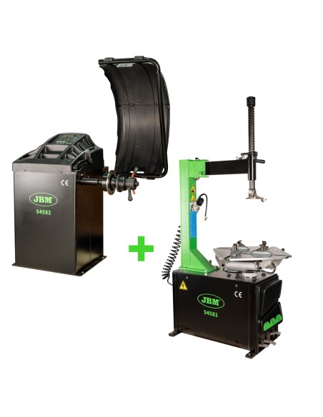 54582 EQUILIBRADORA DIGITAL DE RUEDAS + 54581 DESMONTADORA DE NEUMÁTICOS SEMIAUTOMÁTICA