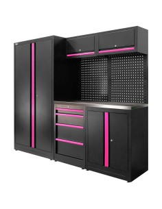 CONJUNTO DE MUEBLES MODULARES (13PCS) - SET CON ARMARIO DE DOS PUERTAS (REF.18105) - ROSA