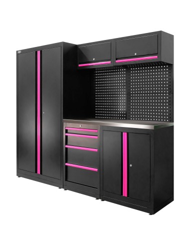 CONJUNTO DE MUEBLES MODULARES (13PCS) - SET CON ARMARIO DE DOS PUERTAS (REF.18105) - ROSA