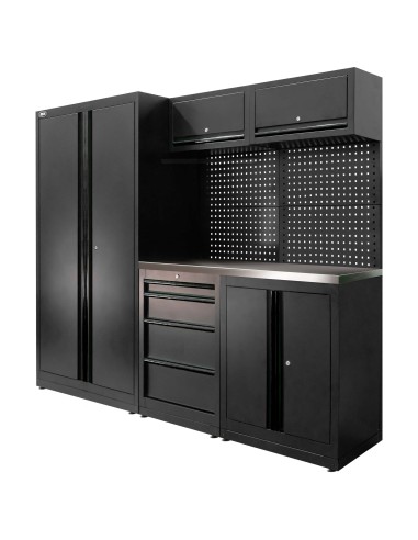 CONJUNTO DE MUEBLES MODULARES (13PCS) - SET CON ARMARIO DE DOS PUERTAS (REF.18105) - NEGRO