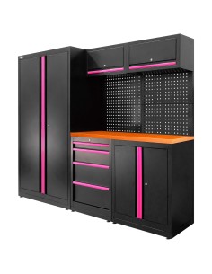 CONJUNTO DE MUEBLES MODULARES (13PCS) - SET CON ARMARIO DE DOS PUERTAS (REF.18105) - ROSA