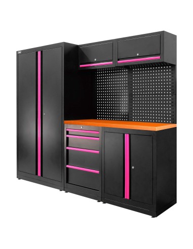 CONJUNTO DE MUEBLES MODULARES (13PCS) - SET CON ARMARIO DE DOS PUERTAS (REF.18105) - ROSA