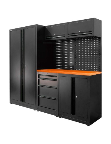 CONJUNTO DE MUEBLES MODULARES (13PCS) - SET CON ARMARIO DE DOS PUERTAS (REF.18105) - NEGRO
