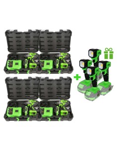 4 X 60044C PISTOLA DE IMPACTO BRUSHLESS A BATERÍA 1/2" + 4 X PORTÁTIL 60035 DE REGALO