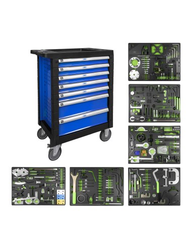 CARRO DE HERRAMIENTAS ESPECIAL KIT DE CALADO 7 CAJONES AZUL