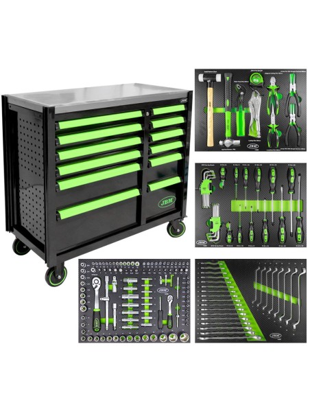 CARRO DE HERRAMIENTAS CON 12 CAJONES - VERDE - ARMADO
