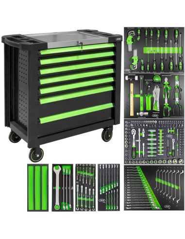 CARRO DE HERRAMIENTAS XL CON 7 CAJONES VERDE - ARMADO