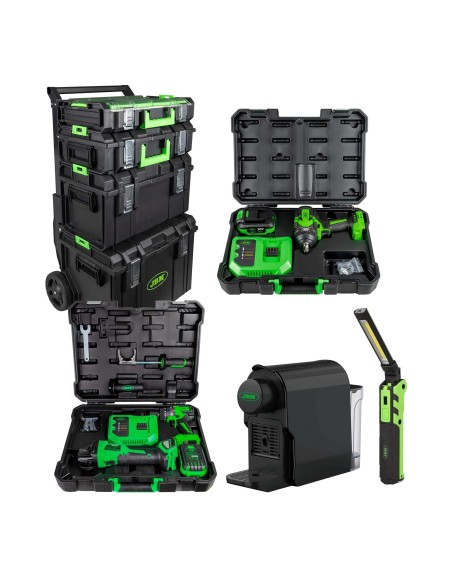 CARRO MODULAR + PISTOLA DE IMPACTO 1/2" 1000NM + AMOLADORA ÁNGULAR Y TALADRO + MINI LÁMPARA LED