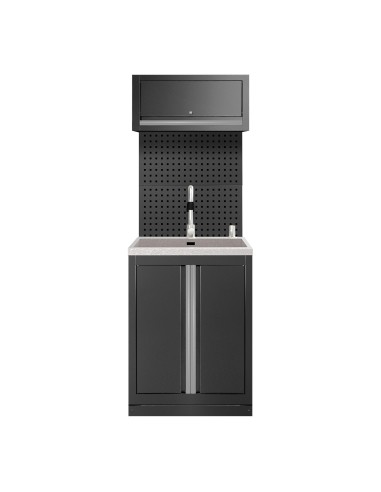 CONJUNTO DE MUEBLES MODULARES (6PCS) - EXTENSIÓN DE ARMARIO CON FREGADERO (REF.18103) - PLATEADO