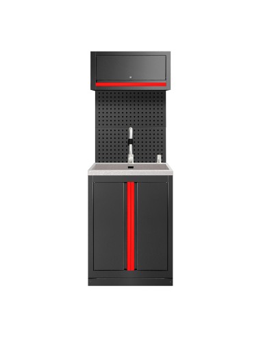 CONJUNTO DE MUEBLES MODULARES (6PCS) - EXTENSIÓN DE ARMARIO CON FREGADERO (REF.18103) - ROJO