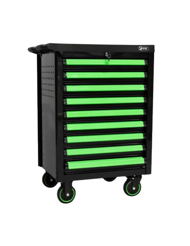 CARRO DE HERRAMIENTAS CON 9 CAJONES CON SEPARADORES - VERDE
