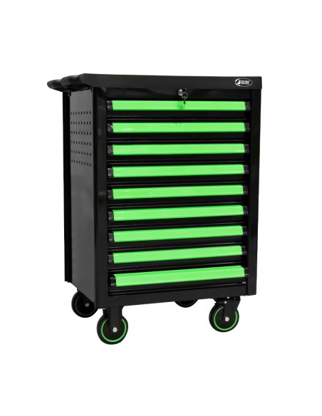 CARRO DE HERRAMIENTAS CON 9 CAJONES CON SEPARADORES - VERDE