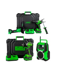 60053C KIT DE AMOLADORA ÁNGULAR Y TALADRO + 60051C PISTOLA DE IMPACTO + 60055 RADIO