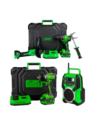 60053C KIT DE AMOLADORA ÁNGULAR Y TALADRO + 60051C PISTOLA DE IMPACTO + 60055 RADIO