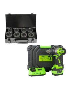 60050C PISTOLA DE IMPACTO BRUSHLESS A BATERÍA 1" 2300NM CON MALETÍN + 52348 SET DE 8 VASOS