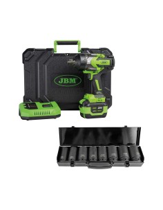 60048C PISTOLA DE IMPACTO BRUSHLESS A BATERÍA 3/4" 1300NM + 52347 SET DE 8 VASOS DE IMPACTO HEX 3/4"