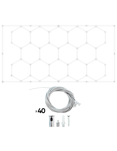 SET DE LUCES LED HEXAGONALES PARA TECHO CON KIT DE CABLE METÁLICO PARA COLGAR