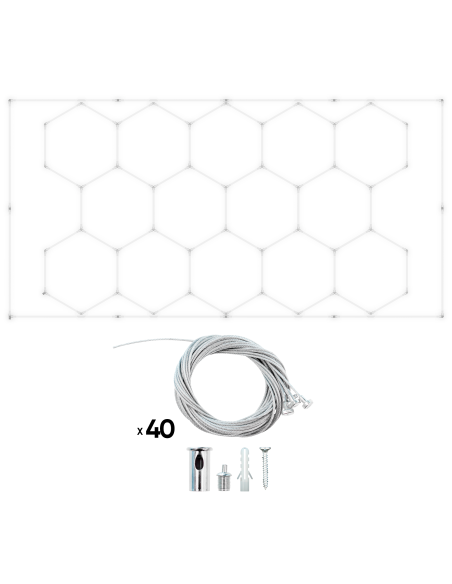 SET DE LUCES LED HEXAGONALES PARA TECHO CON KIT DE CABLE METÁLICO PARA COLGAR