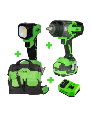 60044 PISTOLA DE IMPACTO1/2" + 60015 BATERÍA6.0AH+ 60016 CARGADOR 20V - 4A+ 60035 PORTÁTIL + 53702