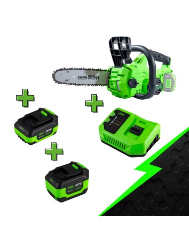 ESPECIAL KIT JARDÍN: MOTOSIERRA + BATERÍA 4AH + 6AH+ CARGADOR