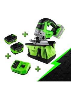 PROMO ELÉCTRICA CON SIERRA 60010 + BATERÍA 4.0AH + BATERÍA 6.0AH + CARGADOR 20V + MOCHILA