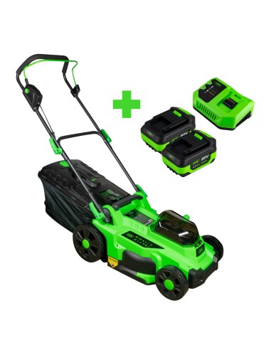 PROMO ELÉCTRICA CON CORTACESPED 60045 + 2 BATERÍAS 4.0AH + CARGADOR 4.0A