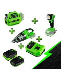 ASPIRADOR + INFLADOR + PORTÁTIL DE TRABAJO + X2 BATERÍAS + CARGADOR