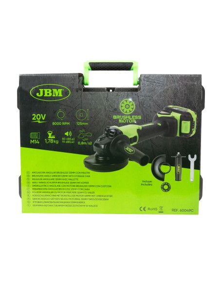 AMOLADORA ANGULAR BRUSHLESS 125MM CON MALETÍN