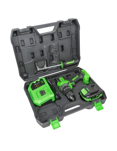 TALADRO PERCUTOR 2 VELOCIDADES A BATERÍA CON MALETÍN