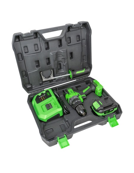 TALADRO PERCUTOR 2 VELOCIDADES A BATERÍA CON MALETÍN